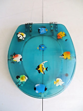 Blue Green Acrylic Tropical Resin Fish Toilet Seat Ocean Sea Nautical Bathroom for sale  Shipping to South Africa