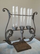 Vintage Rustic Metal Harp Shaped 3 Bud Vase Holder for sale  Shipping to South Africa