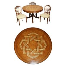 VINTAGE CELTIC DESIGN BURR OAK & WALNUT DINING OCCASIONAL GAMES TABLE & CHAIRS for sale  Shipping to South Africa