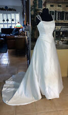 Mori Lee Wedding  Gown White Satin Beaded Wide Tull Strap Long Sash Train 10 for sale  Shipping to South Africa