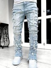 Calça jeans masculina casual street decoração borlas criativas ajuste reto comprar usado  Enviando para Brazil