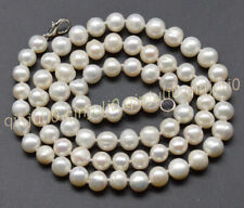 Collar de perlas cultivadas de agua dulce blanco natural genuino Akoya 14-48 pulgadas 7-10 mm segunda mano  Embacar hacia Argentina