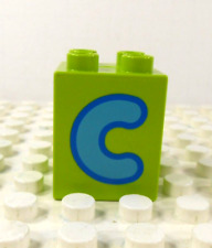 Lego Duplo Printed Learning Brick 2x2 Letter C lime/lt blue for sale  Shipping to South Africa