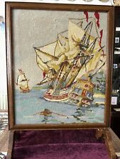 Vintage embroidered ship for sale  WORCESTER