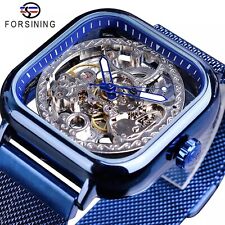 Forsining Relógio Masculino Azul Automático Mecânico Steampunk Malha Ótima Ideia de Presente comprar usado  Enviando para Brazil