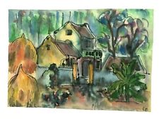  Village Orig Vietnam paper watercolor painting by Nguyen Lien Size 10 x14 cm  for sale  Shipping to Canada