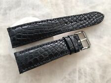 20mm/18mm Genuine Real Alligator Crocodile Leather Grain Watch Band, Black Color for sale  Shipping to South Africa