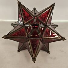 Linterna de vela estrella morava colgante 12 piezas vidrio texturizado rojo metal de colección segunda mano  Embacar hacia Argentina