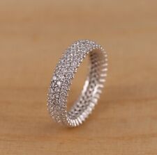 925 Sterling Silver Eternity Band Ring 3 Row Cubic Zirconia Various Sizes for sale  Shipping to South Africa