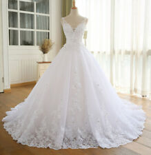 Princess Beaded Wedding Dresses Sleeveless Plus Size V-neck Bridal Gown Applique, used for sale  Shipping to South Africa