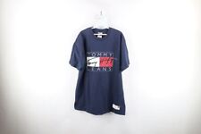 Camiseta azul vintage anos 90 Tommy Hilfiger masculina grande desbotada soletrar logotipo grande EUA, usado comprar usado  Enviando para Brazil