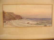 Antique Small 19C Cliffs Waves Seascape W/C Painting for sale  Shipping to South Africa