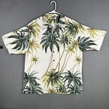 Camisa masculina Tommy Bahama XL bege estampa de palmeira manga curta acampamento de seda havaiana comprar usado  Enviando para Brazil