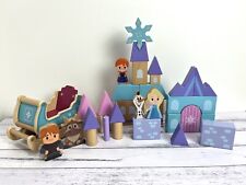 Disney Frozen Wooden Arendelle Castle & Sleigh Set Elsa Anna Olaf Kristoff Sven for sale  Shipping to South Africa