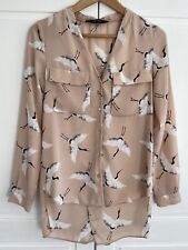 Zara Ladies Blouse Shirt Top Size XS Crane Bird High Low Flap Back Dusty Pink na sprzedaż  Wysyłka do Poland