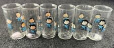6 Vintage 1952 Lucy Peanuts Gang Glass Jelly Jar Swing Clouds United Features, used for sale  Shipping to South Africa