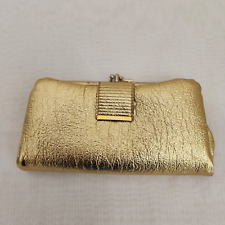 Usado, Carteira Clutch Vintage Feminina Dourada Kiss Lock Bi Dobrável Metálica Bolsa de Noite comprar usado  Enviando para Brazil