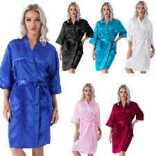 Women's Sleepwear Short Satin Robes Silky Dressing Gown Wedding Party Bathrobes, used for sale  Shipping to South Africa
