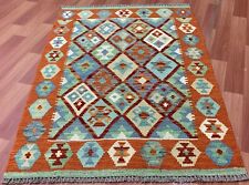 New Afghan Chobi Hand Woven Veg Dyed Wool Kilim Area Rug 3.10 x 2.8 Ft (6273 HM) for sale  Shipping to South Africa