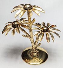 Pendientes vintage de metal dorado con flores, soporte para joyas segunda mano  Embacar hacia Argentina