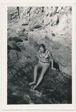 Used, Vintage Seaside Solitude Womam Rocks Gelatin Silver Snapshot Collectible Photo for sale  Shipping to South Africa