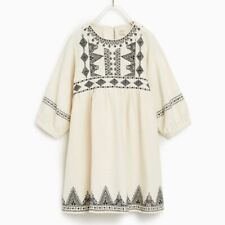 VESTIDO BOHO ZARA FEMININO INFANTIL BORDADO PRETO CREME MANGA 3/4 6078/092 TAMANHO 8 comprar usado  Enviando para Brazil