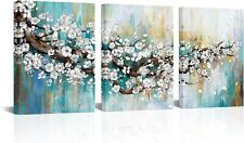 Arte de parede em tela de flor de ameixa branca floral pintura estampas arte emoldurada, usado comprar usado  Enviando para Brazil