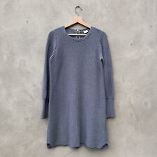 Poetry Knitted Dress UK 10 Petrol Blue Round Neck 100% Cotton Long Sleeve Chunky for sale  Shipping to South Africa