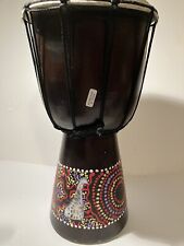 Tribal African Djembe Drum 12'' high Beautiful w/ Rope Colorful Etchings Used for sale  Shipping to South Africa