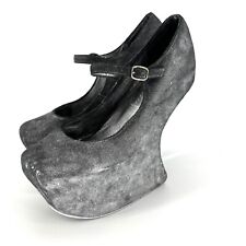 Jeffrey Campbell Night Walk Heelless Platforms Metallic Suede Mary Jane Size 9 for sale  Shipping to South Africa