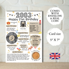 Cartão de aniversário de 21 anos com moeda e envelope 2002 - Escolha a cor do seu cartão - Britânico comprar usado  Enviando para Brazil