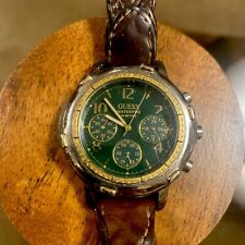 Reloj Guess 1995 Waterpro para hombre tono plateado y dorado cara verde (necesita batería) segunda mano  Embacar hacia Argentina