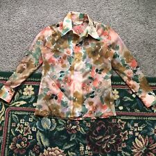 Blusa Vintage Ms Seros Shirtmakers M/L Floral Multicolorida Gola Transparente Afiada comprar usado  Enviando para Brazil