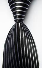 Nova gravata masculina clássica listrada preta branca tecido jacquard 100% seda comprar usado  Enviando para Brazil