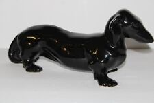 Dachshund Ceramic Figurine Black Glazed Weiner Dog 14 Inch Puppy Collectible for sale  Shipping to South Africa