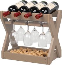 Estante de vino de encimera, 4 botellas y 6 vasos para almacenamiento de vino independiente segunda mano  Embacar hacia Argentina