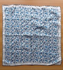 Armani Pure Silk Pocket Square, wzór ptaków, niebieski, 16,5" ręcznie szyty, wyprodukowany w Wielkiej Brytanii na sprzedaż  Wysyłka do Poland