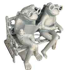 Vintage Cast Iron Frogs On Bench Glasses Reading Yard Statue for sale  Shipping to South Africa
