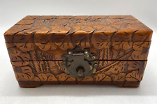 Used, Vintage Hand Carved Wood Box Trinket Storage Brown 1950 Hong Kong T2710 C3672 for sale  Shipping to South Africa