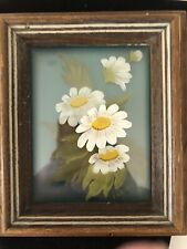 Edmond J Nogar Style DAISIES Dimensional Oil Painting on Plate Glass Art 5.5x6.5, used for sale  Shipping to South Africa