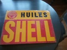 Ancienne Plaque Emaillee Double Face huile Shell d'occasion  Lille-