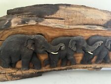 Elephants carved timber for sale  DEREHAM