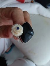 Anel 0,925. Safiras Onix Rose esculpidas em tamanho muito bom? H.Made 11 .ajustável , usado comprar usado  Enviando para Brazil