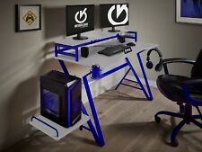 Virtuoso Gaming Computer Office Desk White Blue 'PRO VXO1' Carbon Fibre Effect for sale  Shipping to South Africa
