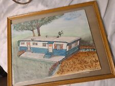 Maravilhosa pintura vintage aquarela de trailer casa antiga assinado JJB4 1964 comprar usado  Enviando para Brazil
