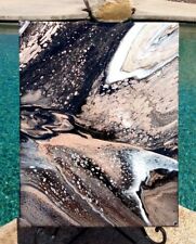 14x18" Rose Gold & Black Brown Abstract Art Acrylic Pour Painting Resin New for sale  Shipping to Canada