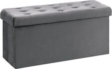 Grey Velvet Ottoman Storage Bench Folding Large Footstool 80×40cm BONLIFE , used for sale  Shipping to South Africa