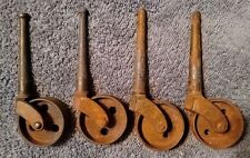 Set of 4 Original Antique Vintage Caster Wheels Heavy Duty Cast Iron 1 3/4" Dia. for sale  Shipping to South Africa