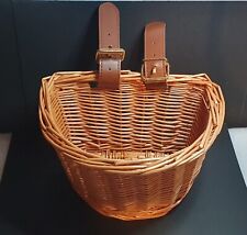 Wicker Summer Bike Bicycle Front Basket With Leather Straps Handlebar Storage  for sale  Shipping to South Africa