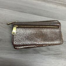 Used, Fossil Wallet Clutch Silver Brown Metallic Womens Bifold Distressed for sale  Shipping to South Africa